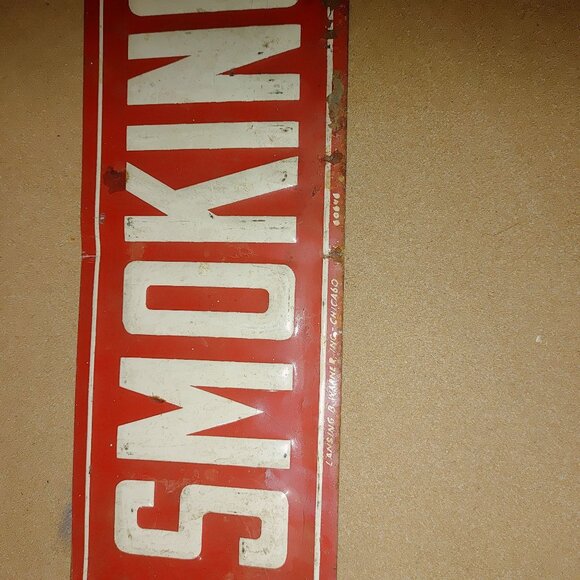 Vintage No Smoking Metal Sign Lansing B Warner Inc Chicago Red  White Decor - Picture 15 of 16